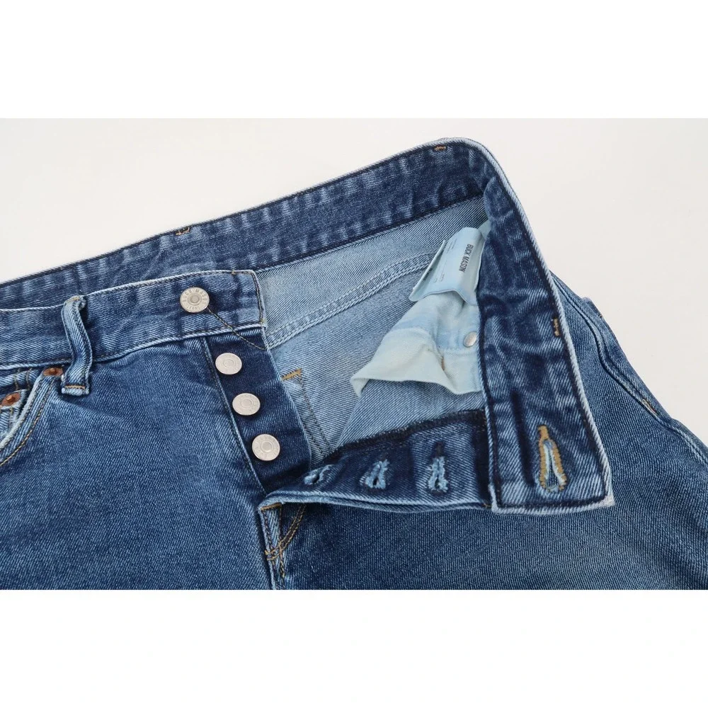 Buck Mason Jeans Mens 29x34 Button Fly Maverick Slim Double Dipped Denim Stretch